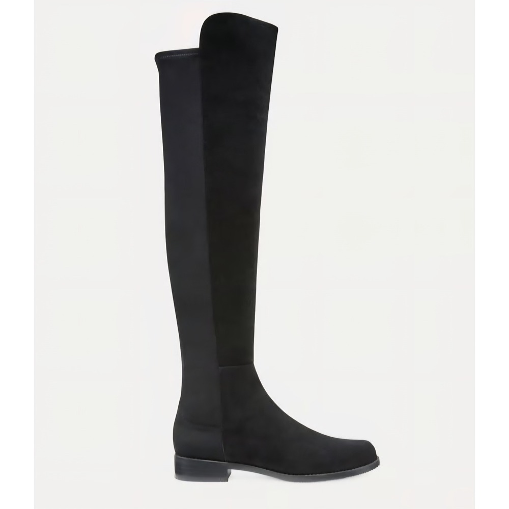 Stuart Weitzman 5050 Black Suede Over The Knee Boots Size 8.5 M Low Heel Spain